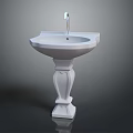 White Ceramic Pedestal Washbasin With Classic Design And Chrome Faucet