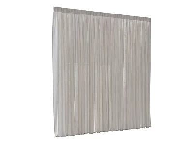 Simple Light Beige Curtains With Linen Blend Fabric And Smooth Vertical Drape 3d model