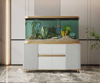 Modern Fish Tank Glass Fish Tank Aquarium Display Cabinet Side Cabinet 3d model