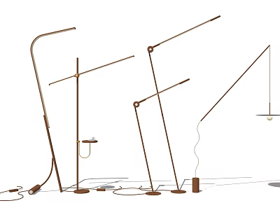 Modern Contemporary Floor Lamps with Slim Curved Metal Structure and Various Styles 3d model