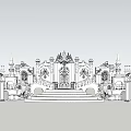 White Ornate Architectural Structure With Towers Arches And Carved Details Under Blue Sky