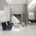 Modern Hair Salon Interior Design With Three Mirrors Black Styling Chairs And Workstations