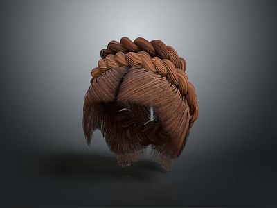Realistic Game and Movie Character With Brown Braided Hair Wig 3D Model Design 3d model