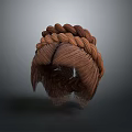 Realistic Game and Movie Character With Brown Braided Hair Wig 3D Model Design