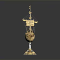 Elegant Golden Decorative Sailboat Model with Flags Gemstone Accents and Crystal Base