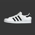 Classic White Sneakers With Black Stripes Gold Logo And Casual Design