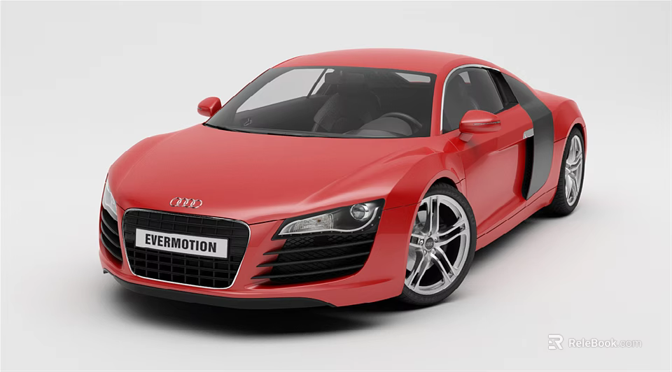 Red Audi Sports Car With Silver Alloy Wheels Black Accents And Front Grille 3d model 