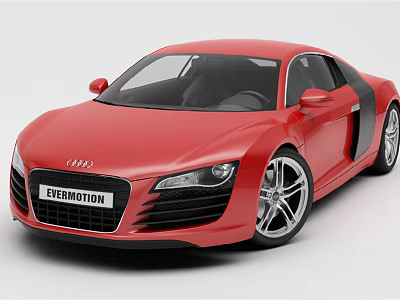 Red Audi Sports Car With Silver Alloy Wheels Black Accents And Front Grille 3d model