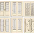 White Double Doors With Various Glass Panel Designs For Interior Decoration 3d model