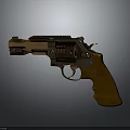 Highly Detailed Classic Revolver With Wooden Grip And Metal Body Design