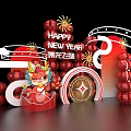 Festive New Year Dragon Themed Photo Spot With Red Lanterns And Golden Decorations