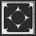 Elegant White Ceiling Design With Square Frame Carved Corners And Circular Pattern 3d model