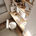 Cozy Home Office Desk Setup With Monitor Keyboard Books And Comfortable Chair