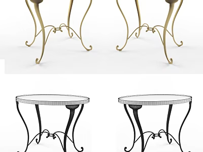 Elegant Round Coffee Table With Glass Top And Decorative Gold Black Metal Curved Legs 3d model