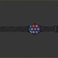 Stylish Smartwatch with Gray Fabric Strap and Colorful Icons Digital Dial Design