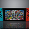 Portable Game Console With Blue Red Controllers Displaying Super Smash Bros Vibrant Graphics