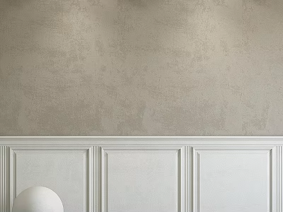 Neutral Textured Wall With White Wainscoting And Modern Interior Accents 3d model