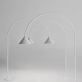 Modern Minimalist Floor Lamp With Arched Metal Stand And Double Cone Shades