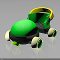 Green And Yellow Kids Costume With Toy Car Design And White Wheels