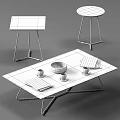 Modern Minimalist Coffee Table With Wooden Top Metal Legs And Magazines Glasses Bowl