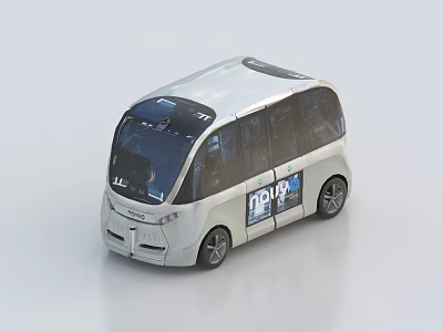 White Modern Car with Large Transparent Windows and NOVA Branding for Urban Transport 3d model