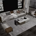 Modern sofa coffee table combination 3d model