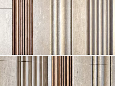 Modern Background Wall Panel Design With Vertical Strips Different Textures Neutral Tones 3d model