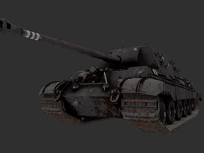 Military Tank Main Battle Weapon With Long Barrel Rusted Surface Tracks And Equipment Details 3d model