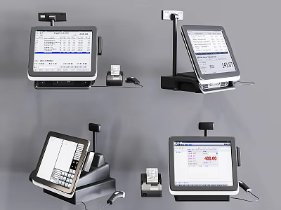 Modern Commercial POS Equipment With Touchscreen Display Stand And Receipt Printer 3d model