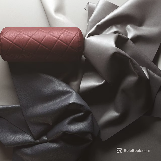 Elegant Red Quilted Leather Bag With Soft Gray And Black Fabric 3d model 