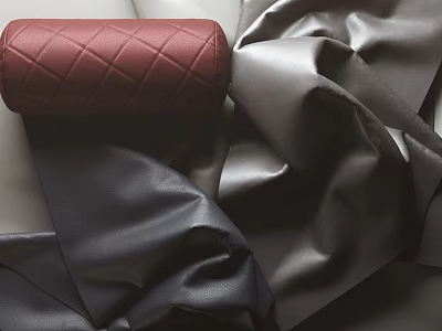 Elegant Red Quilted Leather Bag With Soft Gray And Black Fabric 3d model