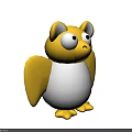 Cute Yellow And White Owl Doll With Big Black Eyes Round Body And Yellow Wings