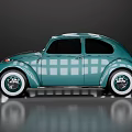 Classic Teal Volkswagen Beetle With Shiny Exterior And White Wheels On Smooth Floor