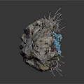 Rough Textured Stone Objects with Spikes and Blue Accents 3d model