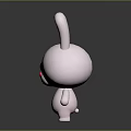 Adorable White Cartoon Rabbit Figure With Pink Ears Black Eyes And Shiny Surface