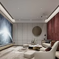 Modern Home Theater With Large Projection Screen Luxury Sofas And Ambient Lighting 3d model