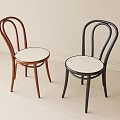 Modern Minimalist Single Chairs With Curved Backrest And Woven Seat In Brown And Black