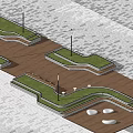 Modern Tree Pit Design With Trees Benches Green Plants And Wooden Landscape Deck