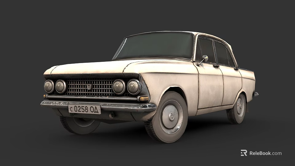 Vintage Classic Car With Retro Design Round Headlights And Classic Body Style 3d model 