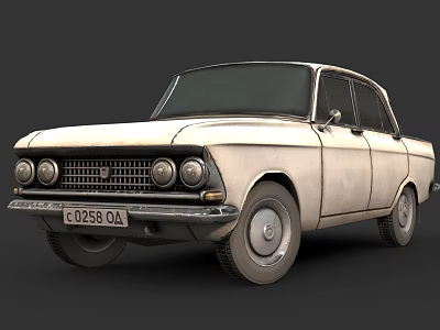 Vintage Classic Car With Retro Design Round Headlights And Classic Body Style 3d model