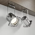 Modern Metal Downlights Spotlights Mounted On Wooden Ceiling For Interior Lighting 3d model