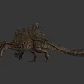 Realistic Ferocious Sailback Reptile Model With Scaly Skin And Open Mouth