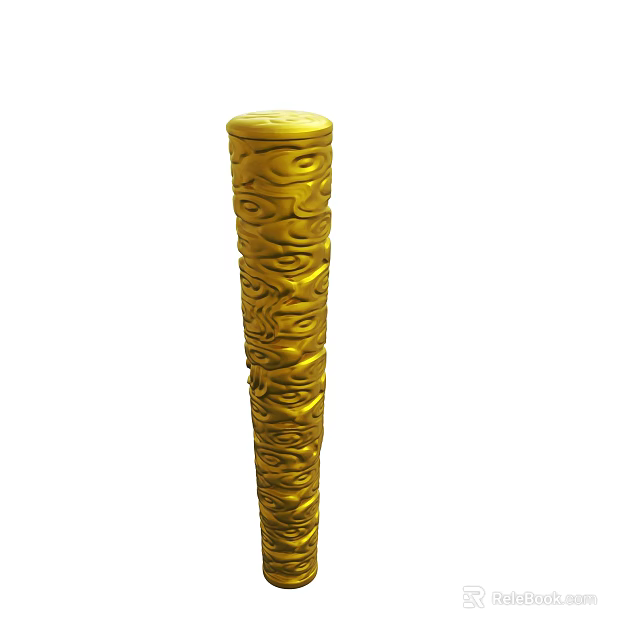 Ornate Golden Column With Detailed Carved Patterns And Smooth Cylindrical Design 3d model 