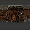 Rustic Wooden Platform 3D Model With Roof Structure Barrel And Stones