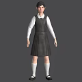 Game Movie Character Design With White Shirt Dark Pinafore Dress And White Stockings