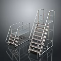 Stainless Steel Industrial Equipment Mobile Stairs With Handrails And Platform Steps