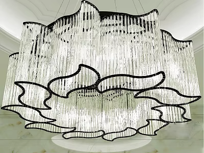 Luxurious Crystal Chandelier with Petal Shaped Black Frame for Modern Interior Design 3d model