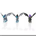 Winged Horse Fantasy Figures In Blue White Black And Purple Colors