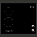 Modern Black Gas Hob With Two Burners Two Induction Zones Control Knobs And Sleek Surface 3d model