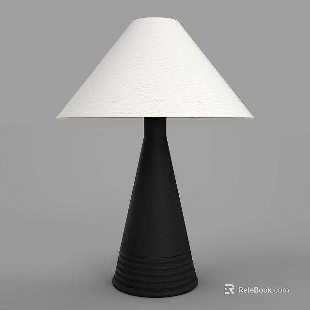 Modern Conical Table Lamp With White Lampshade And Black Base 3d model